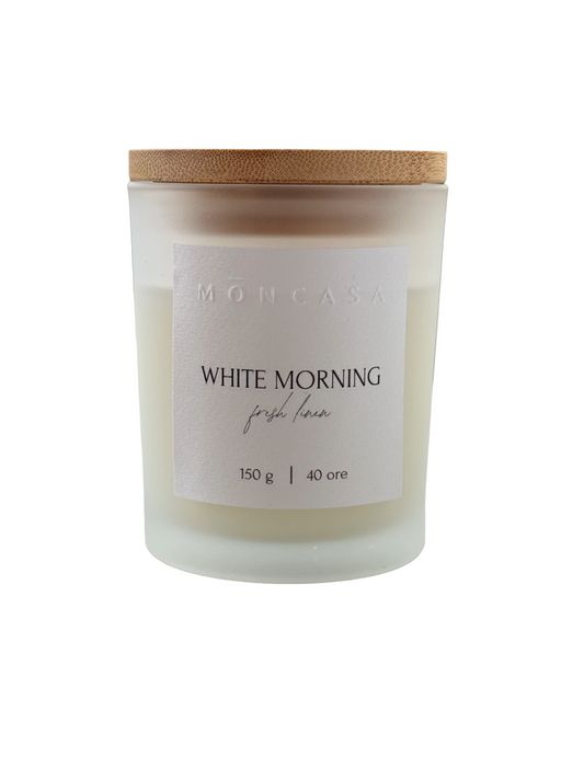 Candela in vetro White Morning