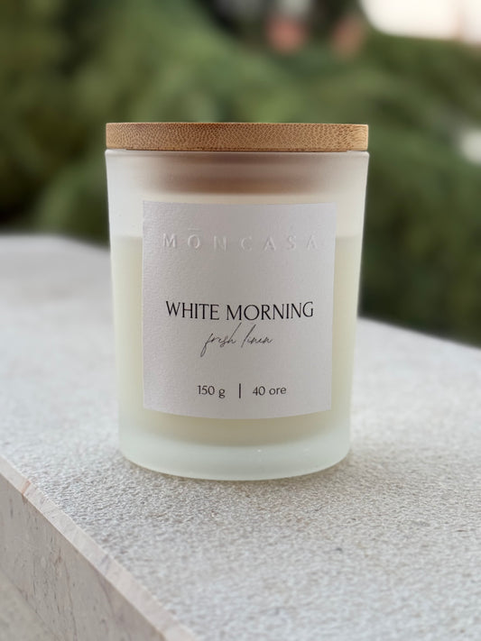 Candela in vetro White Morning